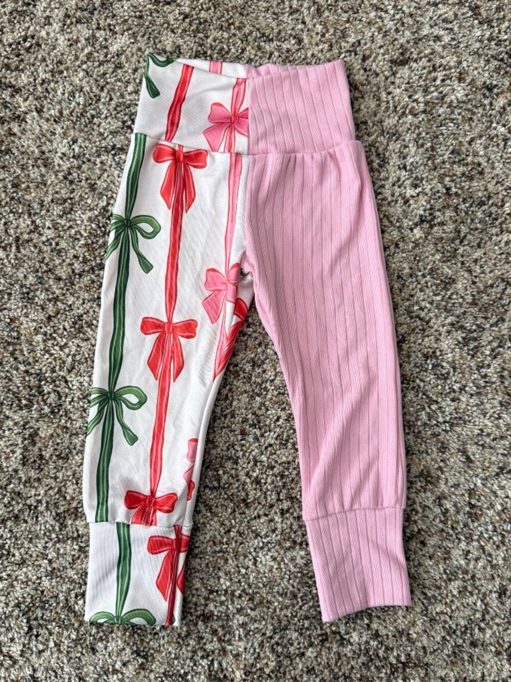 BigginLittle Handmade Christmas Bow Split Leg Pants Pink 12-18M